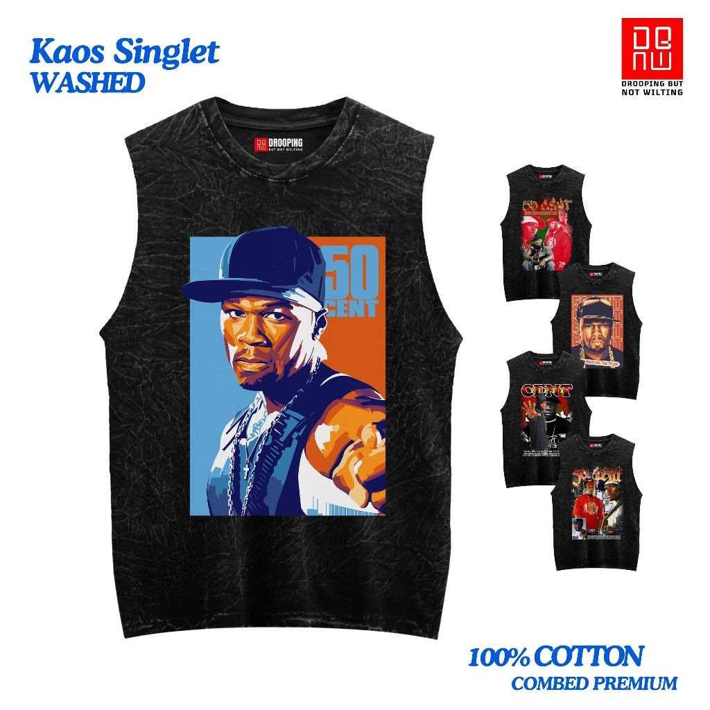 DBNWXMETALKIDS RAPPER 50 CENT Washed Tshirt แขนกุด slimfit unisex Tanktop 50CENT 1-5