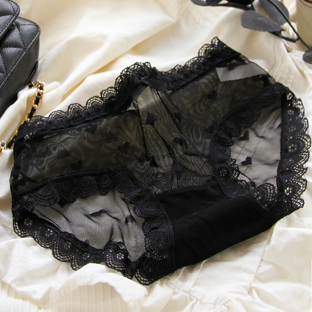 Lyf ญี่ปุ่นรูปหัวใจลูกไม้สาวเซ็กซี่โบว์กลางเอวตาข่ายกางเกงผู้หญิงชุดชั้นในขายส่ง 021 Series 021 F1 ส