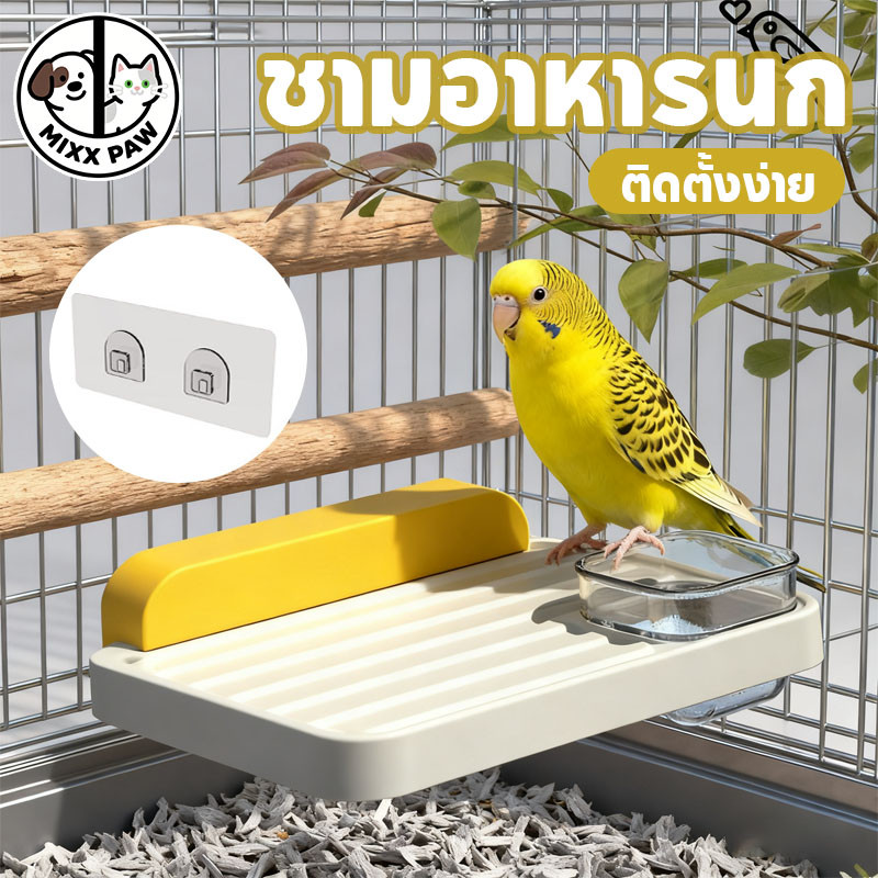 ชามอาหารนก ถ้วยอาหารนก อุปกรณ์สำหรับนกเลี้ยง แท่นพักชนิดแขวนและเครื่องให้อาหาร