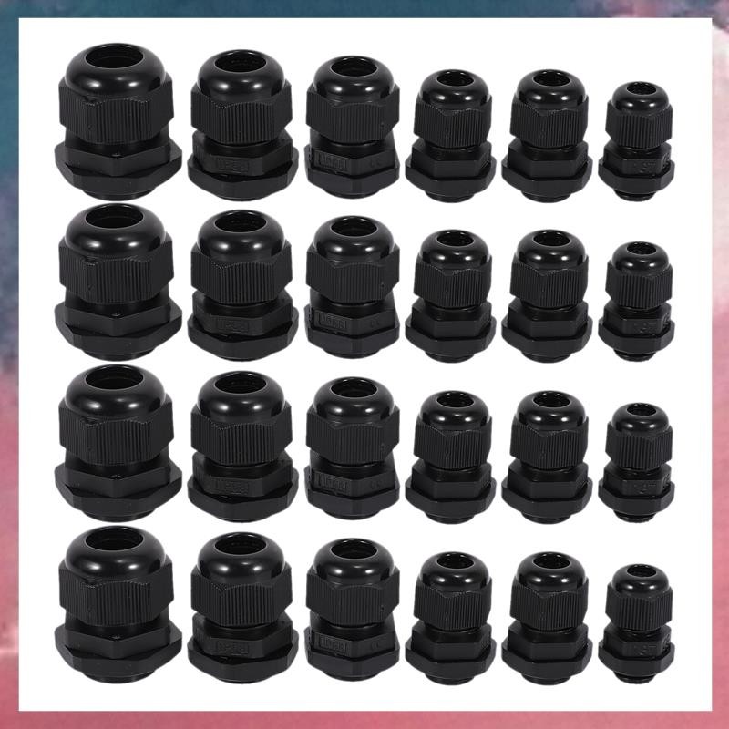 24 ชิ้นพลาสติกกันน้ําปรับได้ 3.5 - 13 มม. สายเคเบิลข้อต่อ Gland, PG7, PG9, PG11, PG13.5, PG16, แพ็ค 