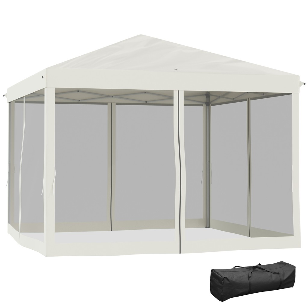 Outsunny 10 X 10 Pop Up Canopy Tent With Netting, Gazebo ทันที, Ez Up Screen House Room With Car Mus