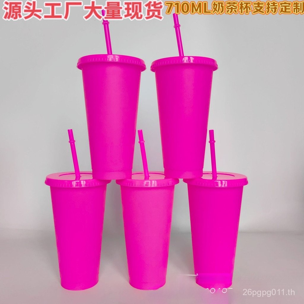 ชานม PPml4OZ210 พิมพ์ได้ถ้วยน้ําชั้นเดียวพลาสติก 7 ฟางโลโก้ถ้วยความจุขนาดใหญ่ขายร้อน HD1G