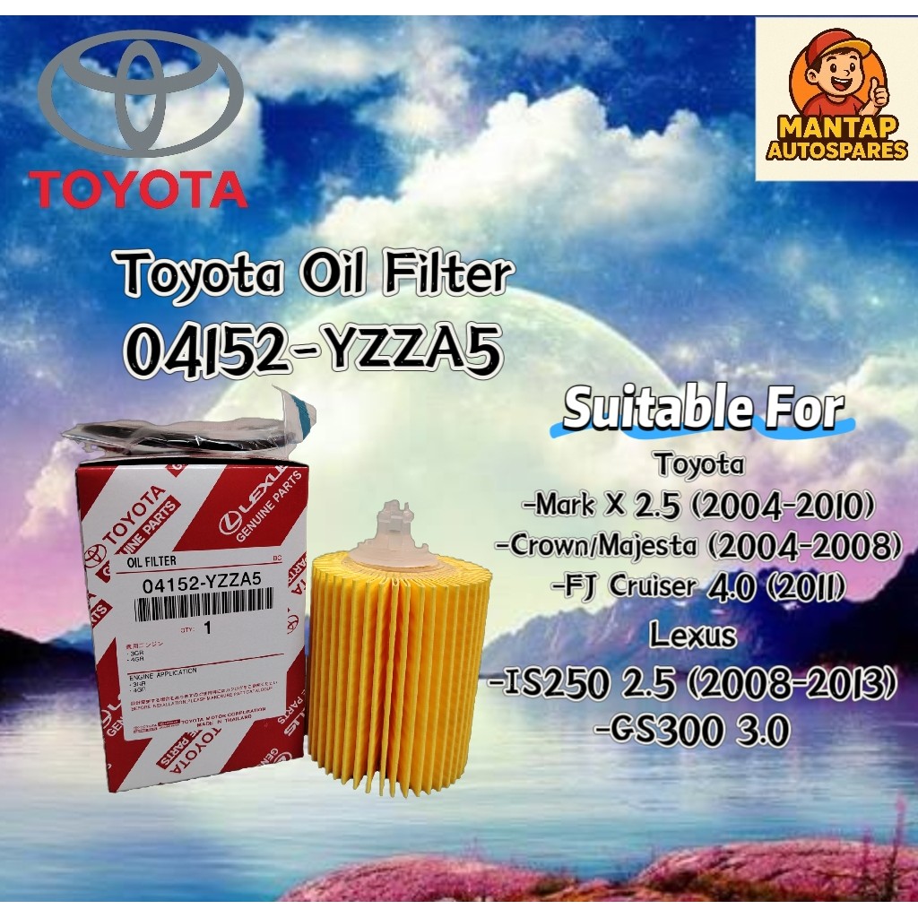 กรองน้ํามันเครื่องโตโยต้า Penapis Minyak Toyota 04152-YZZA5