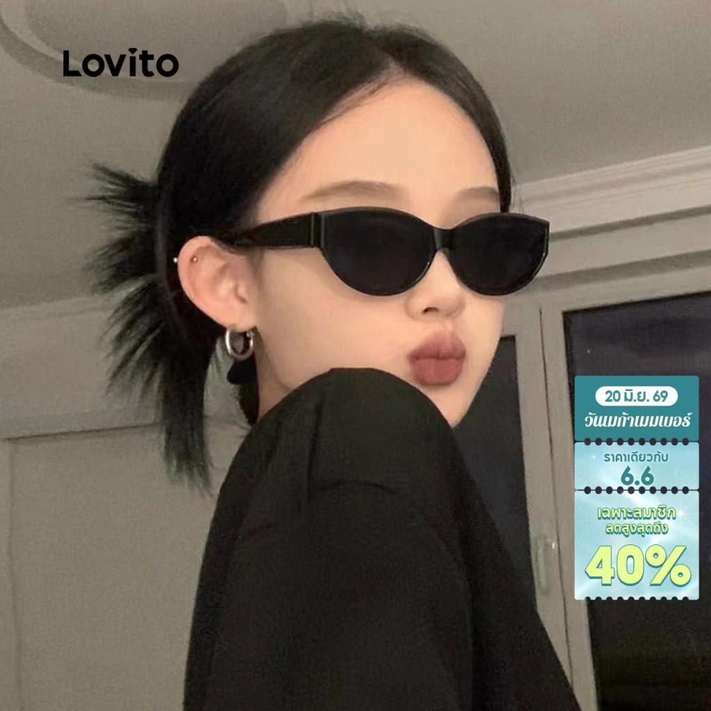 Lovito Casual แว่นตาแดด คาซุย สีเดียวกัน รูปร่างตาแมว สำหรับปิคเคิลบอล สำหรับหญิง LFA08707