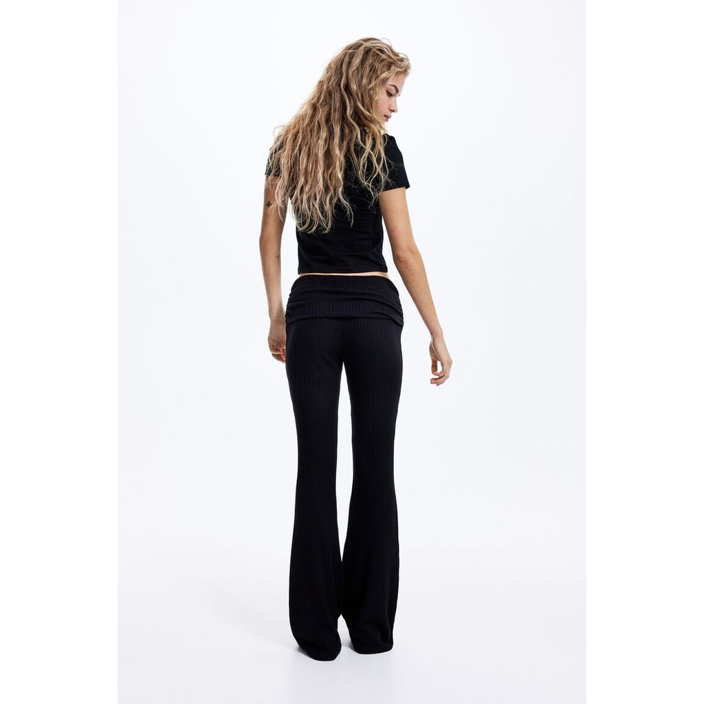 H&M(เอชแอนด์เอ็ม) เลกกิ้งผ้าริบเอวพับ Women Rib-knit foldover-waist leggings 1314269_2