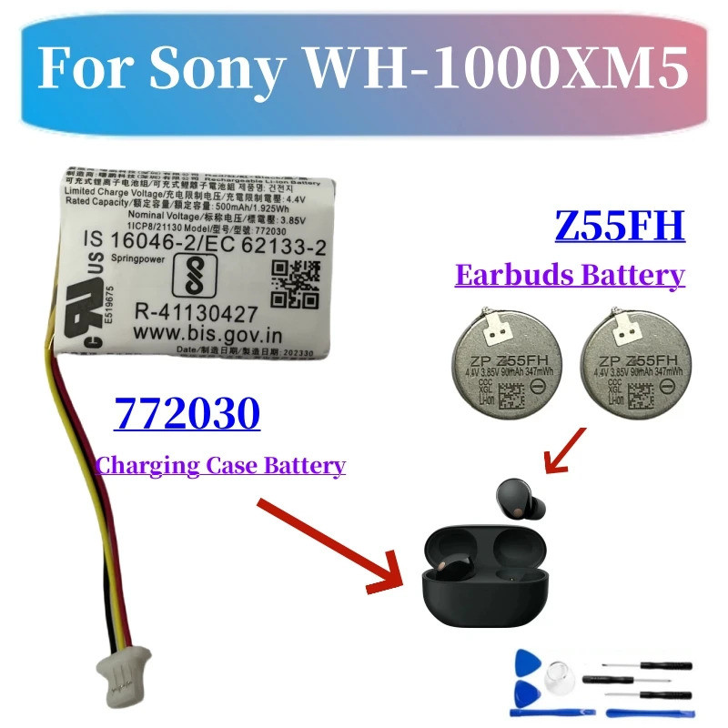 สําหรับ ZeniPower Z55FH 3.85V 90mAh แบตเตอรี่สําหรับ SONY WF-1000XM5 1000XM5 XM5 หูฟังบลูทูธชุดหูฟัง