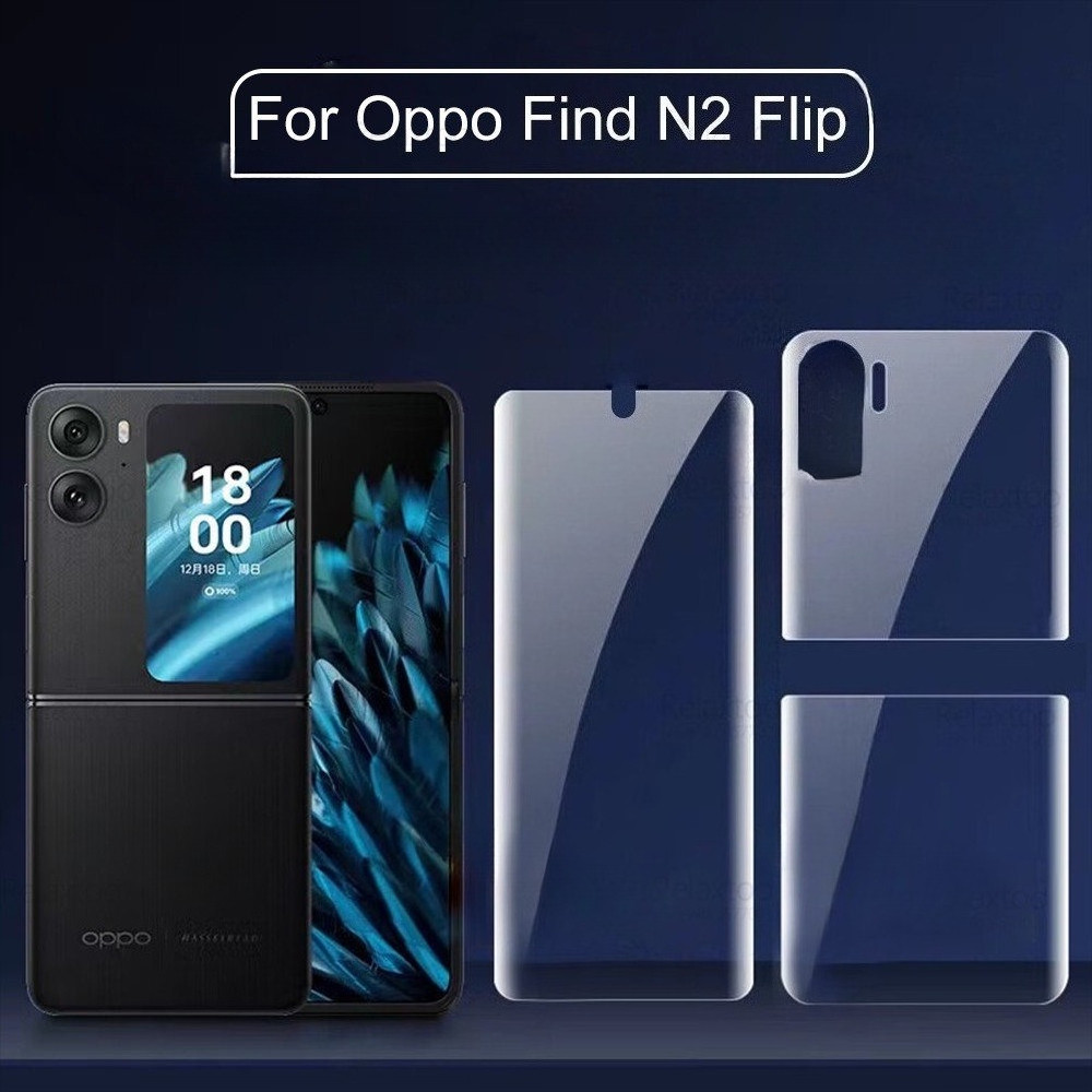 3 in 1 Ultra-Thin Screen Protector สําหรับ Oppo Find N3 พลิกโทรศัพท์แบบพับได้ HD Clear Soft Hydrogel ฟิล์มสําหรับ Oppo Find N2 พลิกกลับด้านหน้าฟิล์มนุ่ม