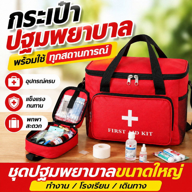 กระเป๋าปฐมพยาบาล ชุดแพทย์ฉุกเฉิน พร้อมสายคล้องไหล่ กันน้ำ กระเป๋ายาสามัญประจำบ้าน พกพาสะดวก สำหรับตั้งแคมป์-กีฬา