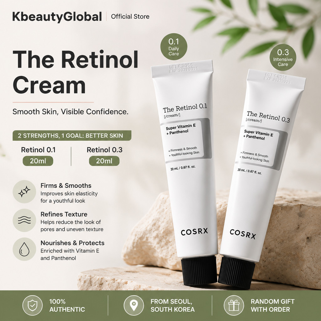 COSRX Retinol Serum 20ml 0.1 0.3 Dual Strength Anti Aging Fine Lines Pores Facial Moisturizer