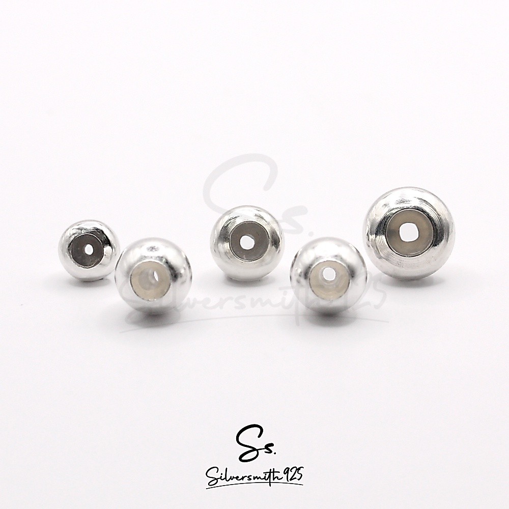 ซิลิโคนบีทเงินแท้ 92.5% ทรงกลม ทรงโดนัท ขนาด 5-8มิล Silicone Bead Stopper