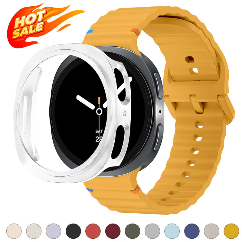 สายซิลิโคน + PC สําหรับ Samsung Galaxy watch 8 40 มม.44 มม./8 คลาสสิก 46 มม.อุปกรณ์เสริมสร้อยข้อมือ
