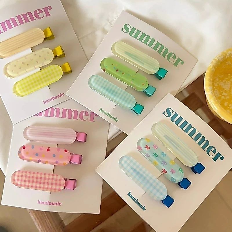 3ชิ้น/ล็อตวุ้นสไตล์โบว์กิ๊บเรียบคลิปกิ๊บเครื่องประดับผมสําหรับสาวหวาน
