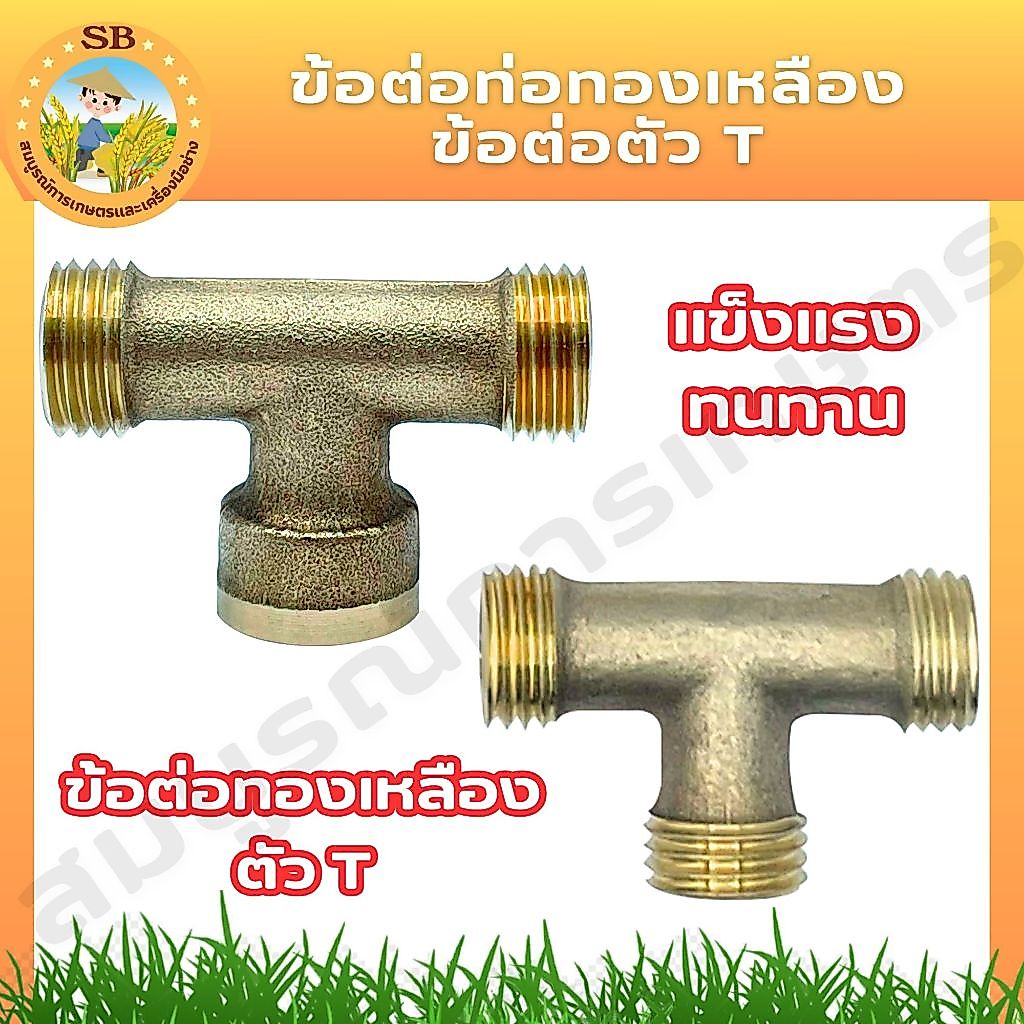 ข้อต่อสามทาง ตัวที  T ทองเหลืองชุบโครเมียม เกลียวนอก-ใน (พร้อมจัดส่ง)
