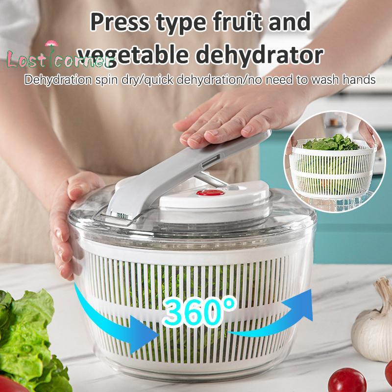[Lostcorn] 2 In 1 ตัดและล้างครัวเรือนสลัดเครื่องเป่าสลัดปั่นผัก Dehydrator มัลติฟังก์ชั่นตะกร้าดูดซับคู่มือเครื่องเป่าผักผลไม้ล้างกรองครัว [ใหม่]