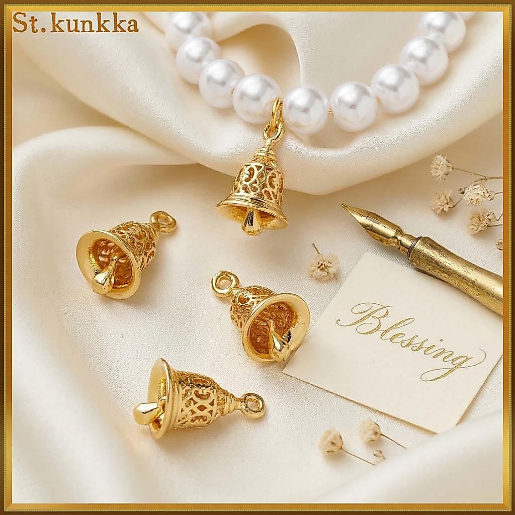 St.kunkka 2 ชิ้นคุณภาพสูง 18K Gold Plated Hollow Bell จี้ Non-Tarnish Lucky Jingle Bell สําหรับสร้อยข้อมือเครื่องประดับทํา