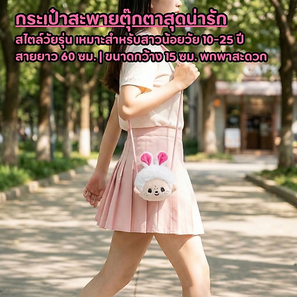 [น่ารักจนใจเจ็บ] สต็อกไทย กระเป๋าสะพายข้างตุ๊กตาแกะ สีขาวปุย สไตล์ มินิมอล