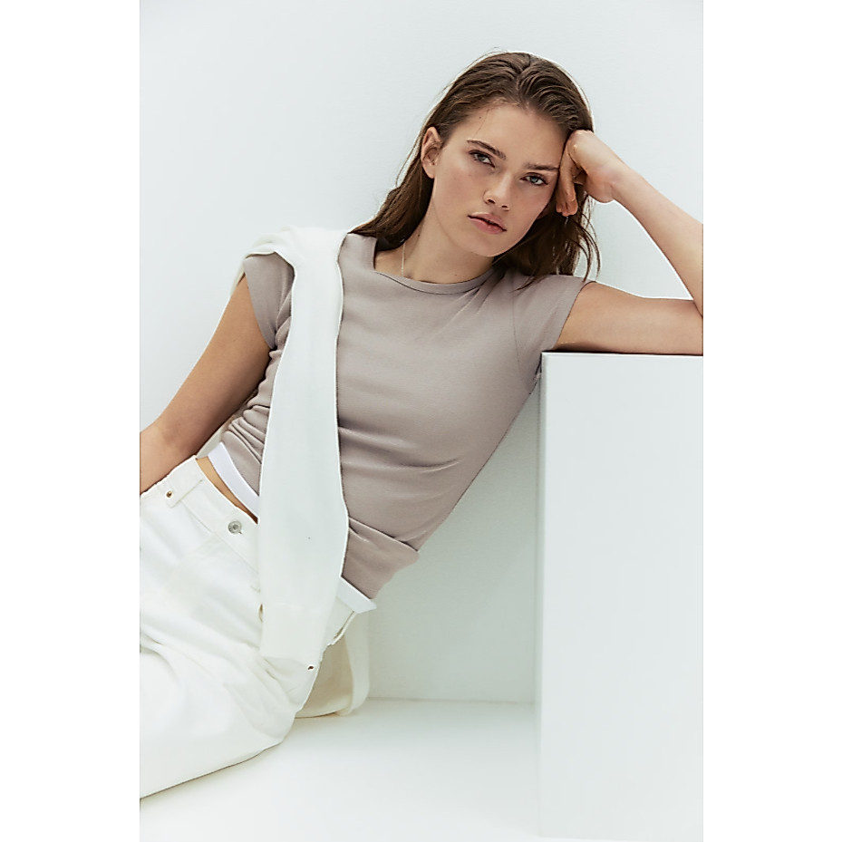 H&M(เอชแอนด์เอ็ม) เสื้อยืดผ้าฝ้าย Women Cotton T-shirt 1319027_1