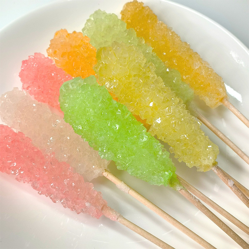 Influencer Crystal Lollipop รสผลไม้หลายรสชาติ Nostalgic Old-fashioned Ice Crystal Candy Rock Candy ข