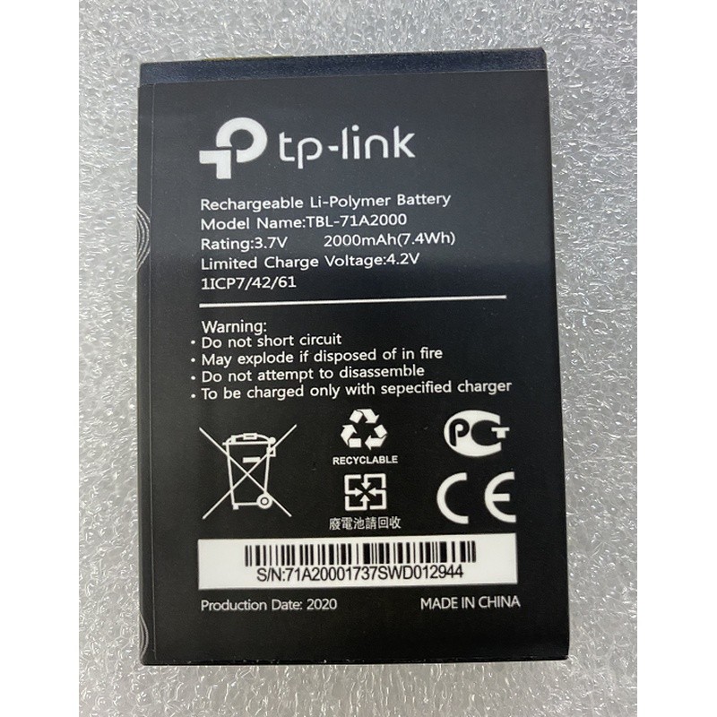 เหมาะสําหรับ General Union/neffos TP-LINK TL-TR861 TBL-71A2000 แบตเตอรี่ความจุเท้า