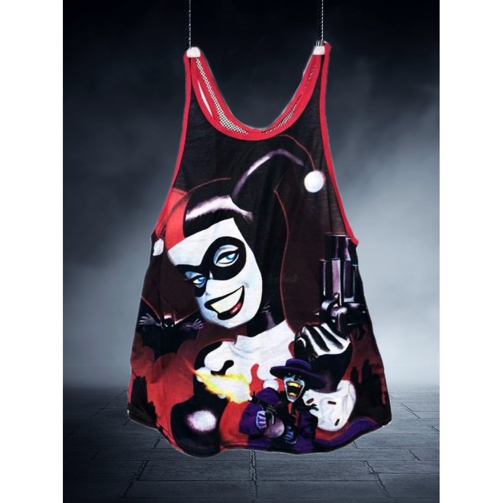 American Single Dark Gothic Harry Quinn Harley Quinn Harley Quinn Batman Gauze Stitching Rock Punk L