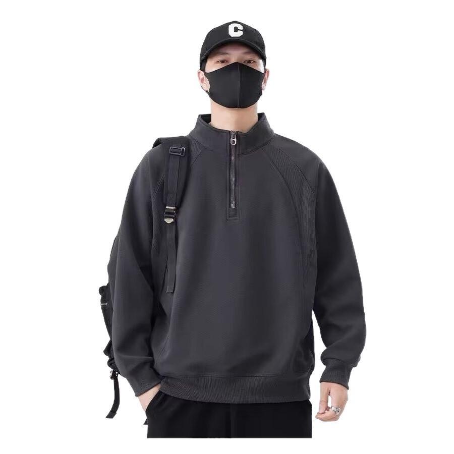 MNO.9 Sweatshirt 757 เสื้อสเวตเชิ๊ต แขนยาว คอตั้ง ทรงไหล่ตก แต่งซิป เสื้อแขนยาว ชาย แฟชั่นชาย Clothing Man