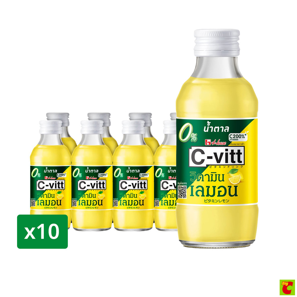 ซี-วิต เครื่องดื่มวิตามินซี น้ําตาล 0% รสเลมอน 140 มล. x 10 ชิ้น