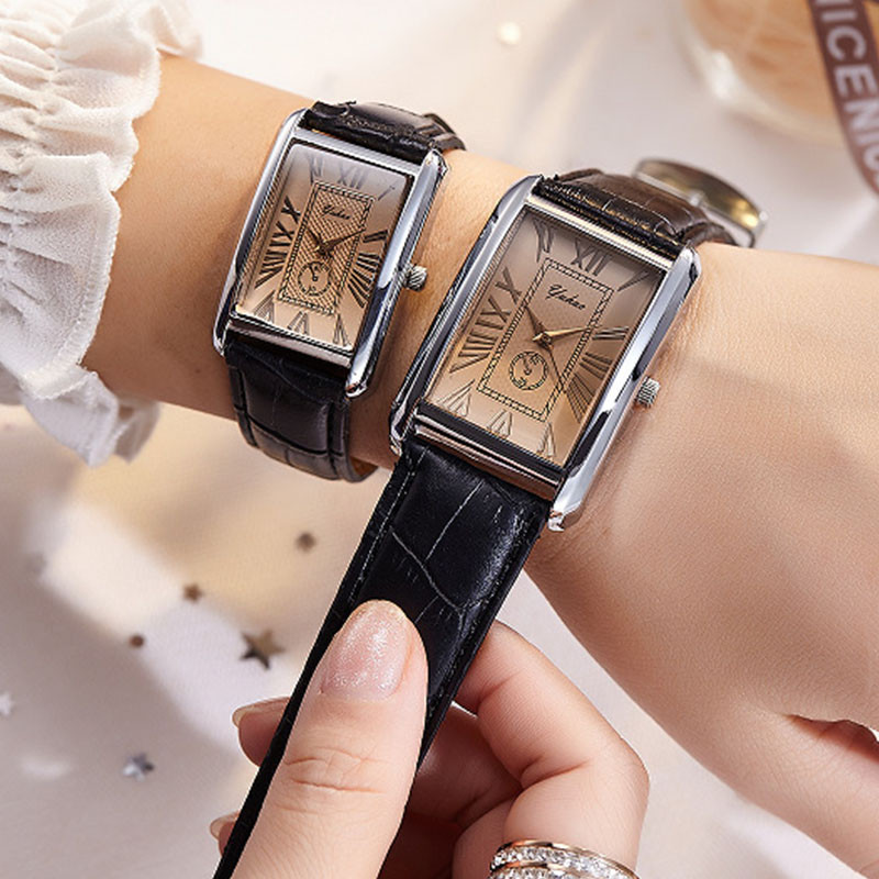 ผู้ชายผู้หญิงนาฬิกาควอตซ์ธุรกิจแฟชั่นนาฬิกาคู่รักเข็มขัดหนัง
