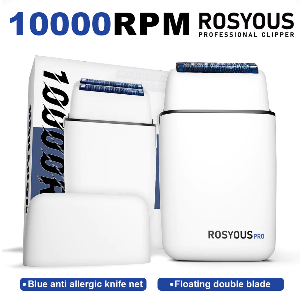 ROSYOUS RS620 เครื่องโกนหนวดตัดผมมืออาชีพ 10000RPM เครื่องโกนหนวดไฟฟ้าฟอยล์คู่สําหรับผู้ชายเครื่องกันหนวดเคราตัดผม