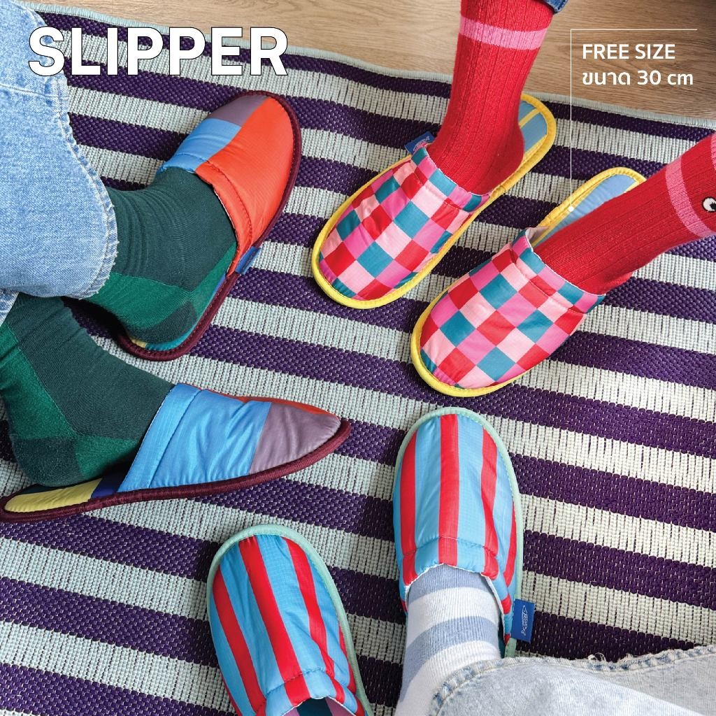 Slipper ผ้า Ripstop พื้น EVA นุ่ม เบา กันลื่น ใส่สบาย รองเท้าใส่ในบ้าน
