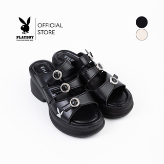 PLAYBOY รุ่น Playboy Gem Hop Heeled Mules  รองเท้าทรงมิวล์ส้…