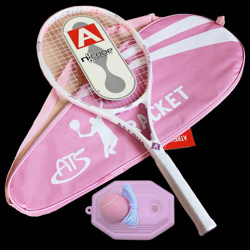 ATS Integrated Carbon Tennis Racket College Student Beginner Single Rebound Trainer Set with Online 