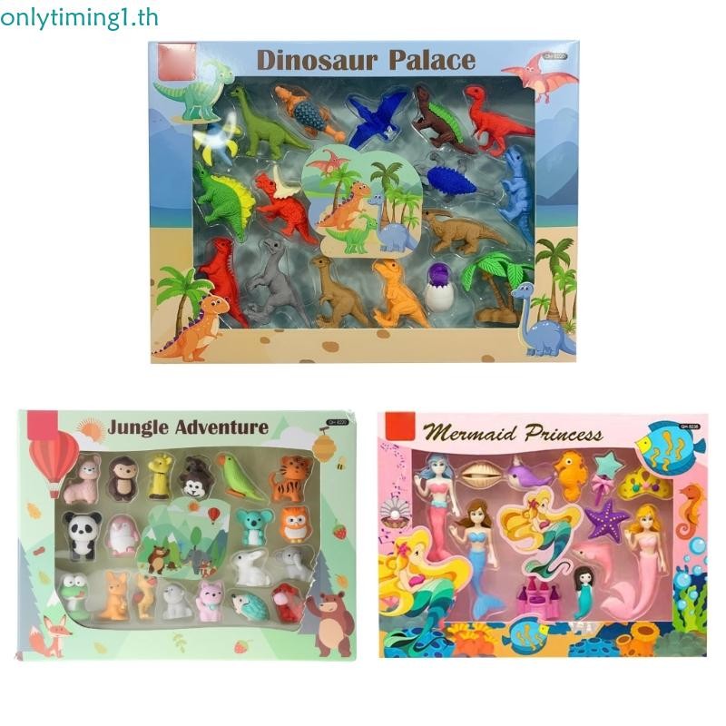 Onlytiming Novelty Dinosaur Eraser Xmas Erasers Mini Decompression Erasers หลายการใช้งาน
