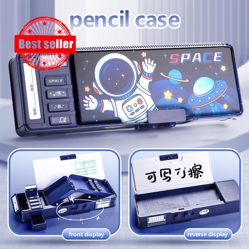 Multi-Functional เครื่องเขียนกล่องกระเป๋าดินสอสมาร์ทกลไกรหัสผ่านกรณี Tech Lock ดินสอ Z2q4