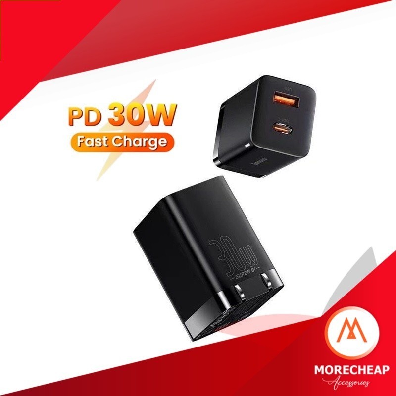 🔥ถูก/แท้🔥Baseus Super Si Pro หัวชาร์จ 30W FastCharge Adater USB / TypeC ขนาดเล็ก