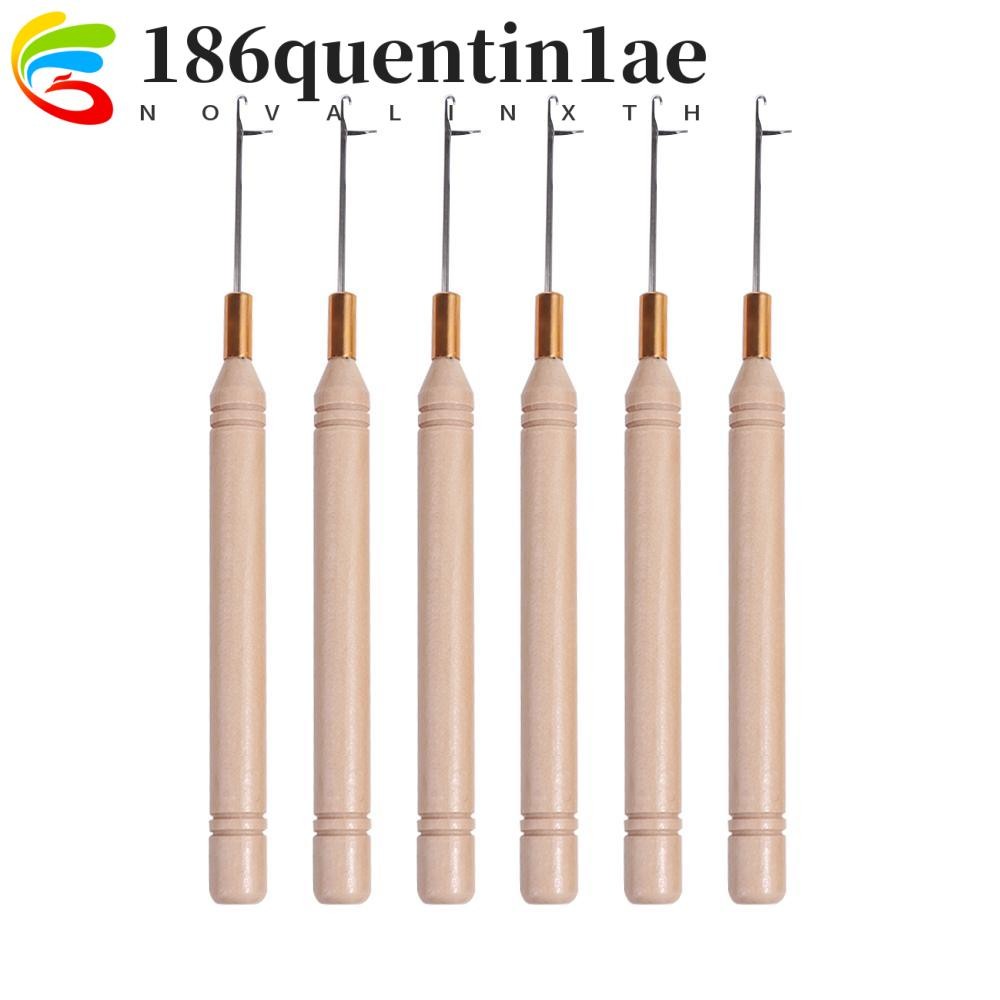 QUENTIN1AE ชุด 3 ชิ้น เข็มโครเชต์โลหะ ด้ามไม้ สําหรับถักผม ทําวิกผม Dreadlock ต่อผม