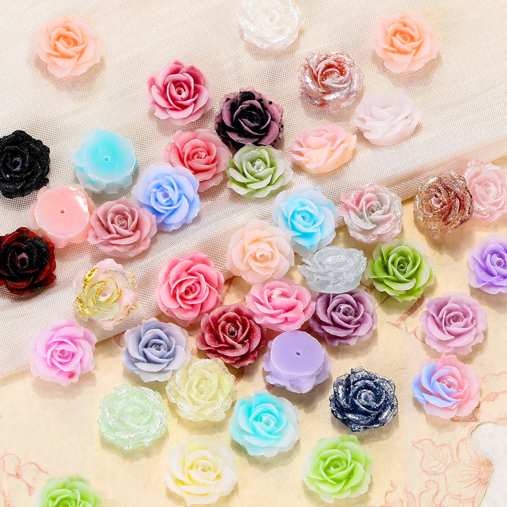ลูกอมสีกุหลาบจำลองดอกไม้เรซิ่น 50 ชิ้น ใช้ในการทำเครื่องประดับ