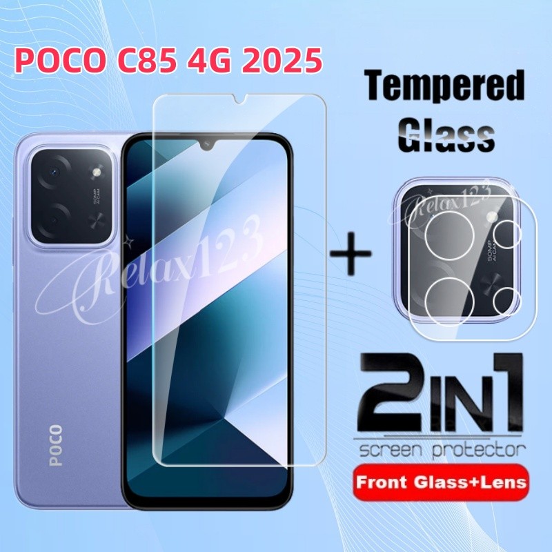 2IN1 สําหรับ POCO C85 4G 2025 Full Screen Protector กระจกนิรภัยสําหรับ Xiaomi Poco C85 PocoC85 Poco 