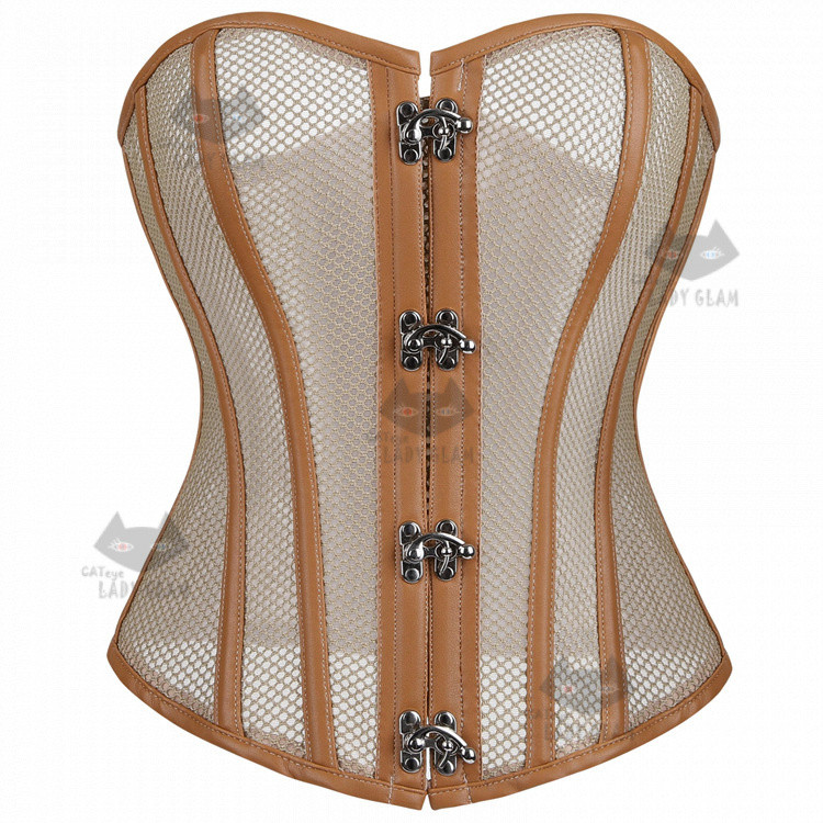 CATeye03125 LadyGlam Gorgeous Elegant Corset, 14 Boning Sculpting Mesh Sheer Body Shaper Corset