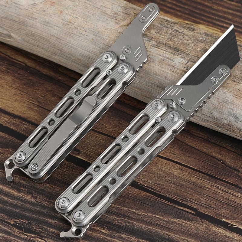 🎀 Titanium alloy folding knife outdoor multi-function portable knife trainer tool knife utility knif
