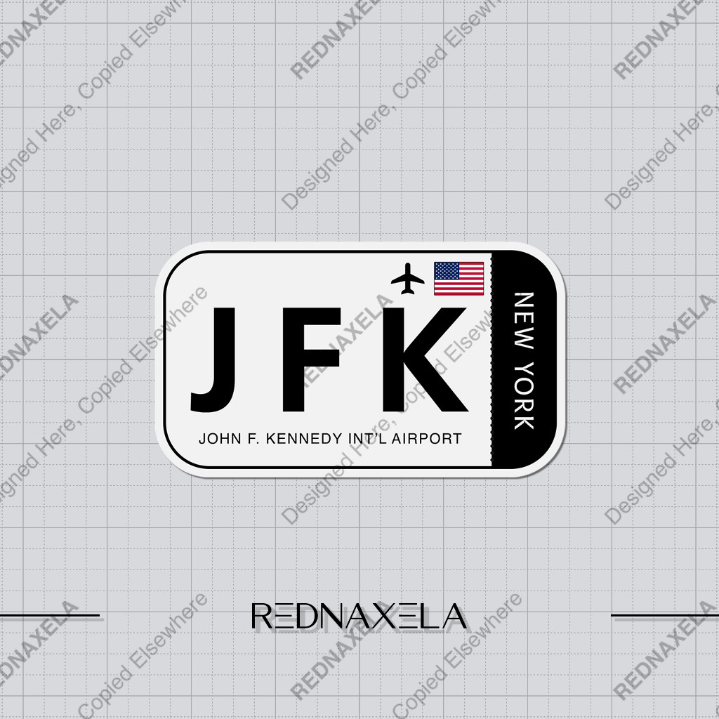 John F Kenndey International Airport Code JFK Sign Sticker