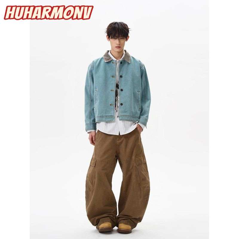 Ocshean แจ็คเก็ตยีนส์ลําลอง Unisex พร้อมดีไซน์คอปกมีสไตล์สําหรับทุกฤดูกาล