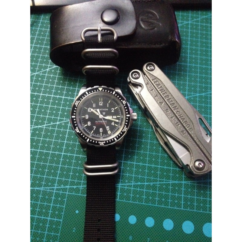 18mm20mm22mm24mm NATO Zulu 316L หัวเข็มขัดเหล็ก NATO สายไนลอนหนากลางแจ้งสีดํา