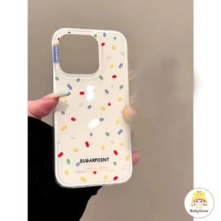 เคสไอโฟน 13 สำหรับ iPhone 11 15 16 12 14 Pro Max 16 14 15 Plus 16 15 13 12 Pro ตัวอักษรภาษาอังกฤษจุดสีสันเรียบง่ายปกใหม่