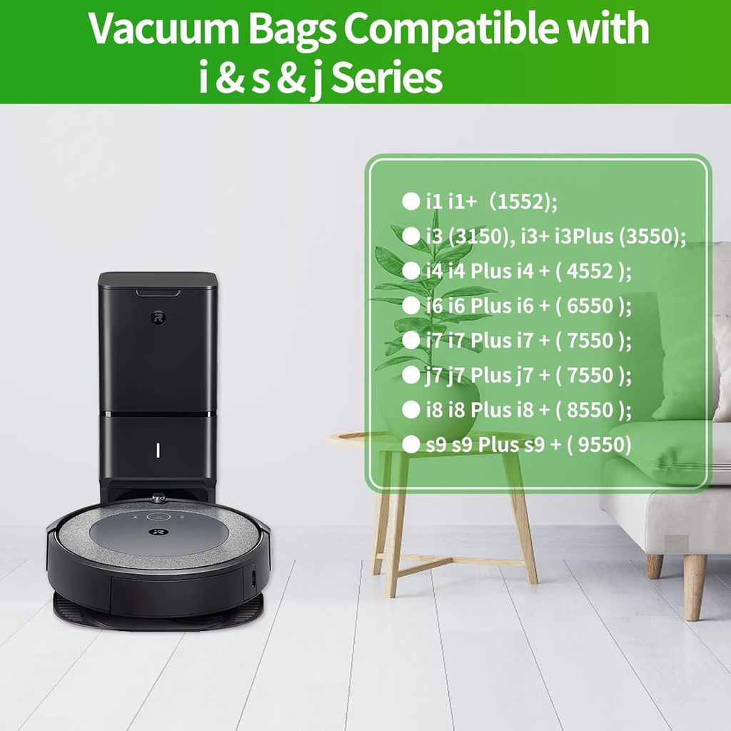 VBN ถุงสูญญากาศ Roomba เปลี่ยน 12 แพ็ค, เข้ากันได้กับ iRobot Roomba i7, i7+, i3, i3+, i1+, i4, i4+, 