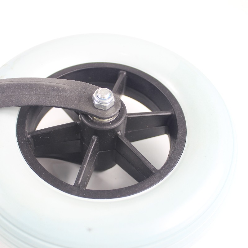 Fish Leap อุปกรณ์รถเข็นสีดํา 8 นิ้ว pu Polyurethane ชุดล้อหน้า h009b h008b h059b ทั้งชุดด้านหน้า