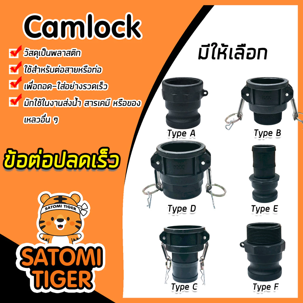 มีให้เลือก camlock พลาสติก สีดำ ข้อต่อ Camlock พลาสติก สีดำ ข้อต่อเร็ว สำหรับท่อและสายส่งของเหลว ยอดนิยม