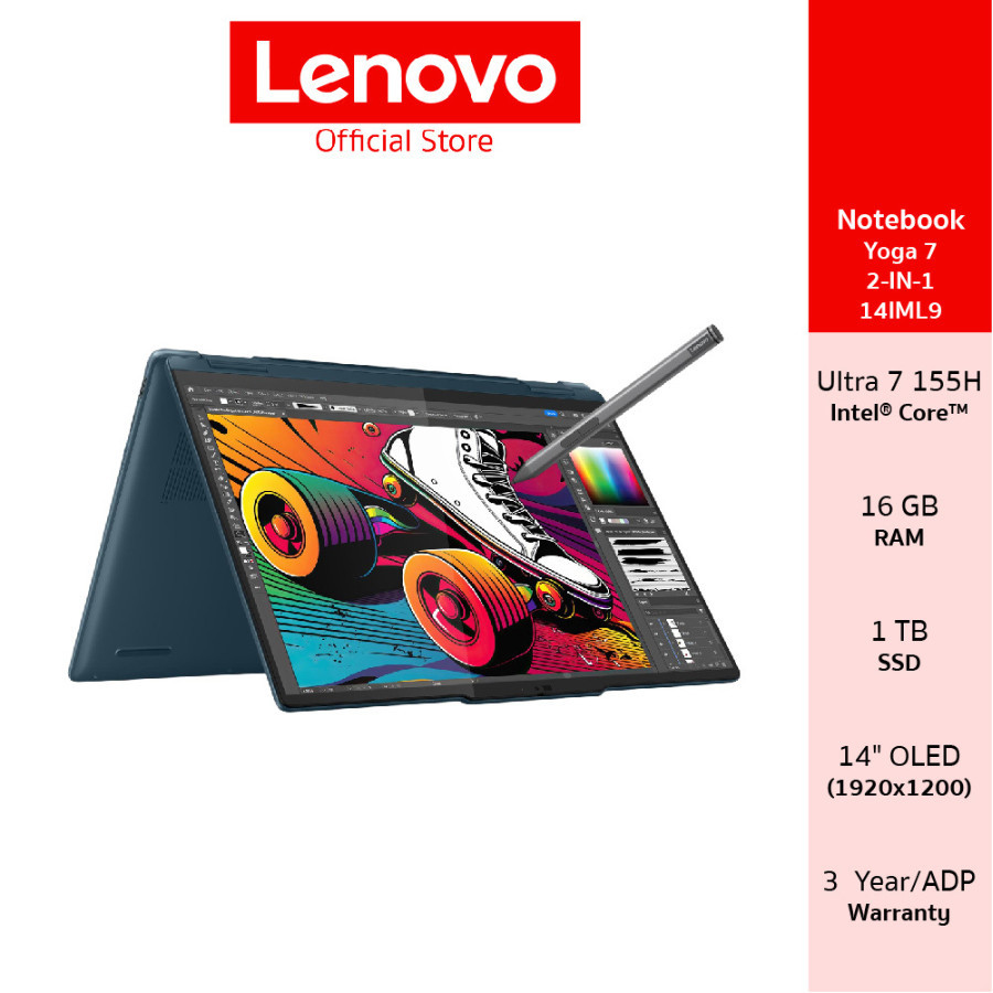 Lenovo Yoga 7 2-IN-1 14IML9(83DJ00H5TA)Notebook Intel Core Ultra 7 155H 16GB SSD 1TB 14" OLED