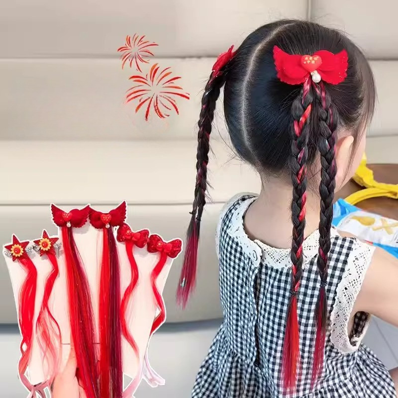 กิ๊บผมสีแดงดาวห้าแฉกสำหรับสาวๆ