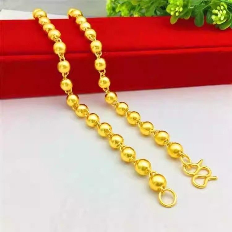 黄金9999金珠项链简约大方时尚双十一生日礼物男女款镀金黄金项链Gold 9999 gold beads necklace simple and generous20250909