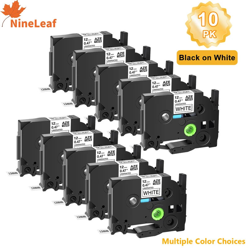 3 ~ 10PK 12 มม.ป้ายเทป Brother TZ Tze 231 631 131 335 เทปลามิเนตมาตรฐานเข้ากันได้สําหรับ PTH110 PT-E